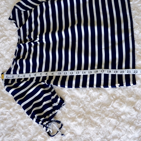 Levis - Half Tie Sleeve Blouse Navy Blue White Striped Size XS - Picture 8 of 11
